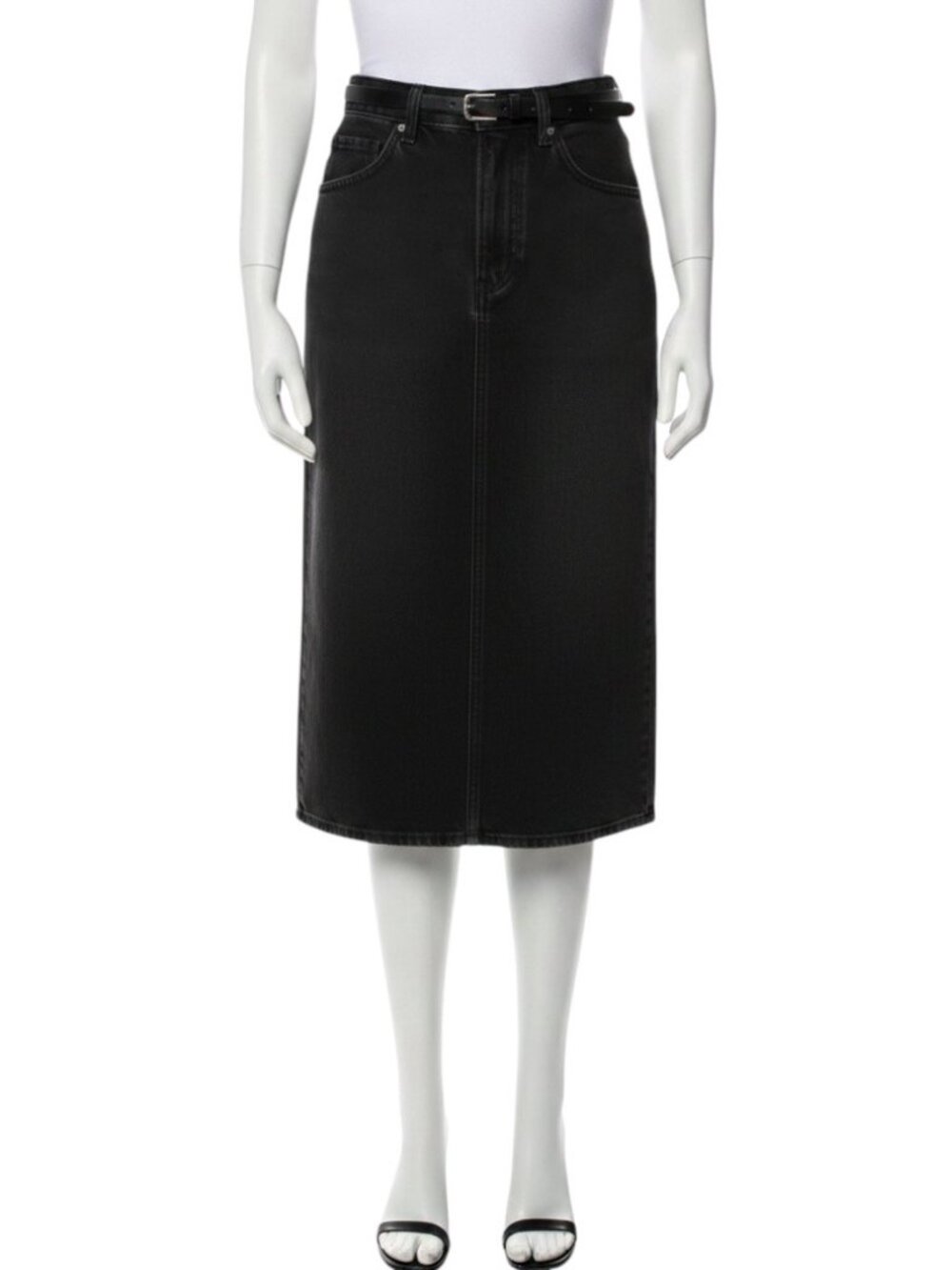 Levi's High Rise Back Slit Black Slim Denim Skirt Womens 23 Birds Of A Feather